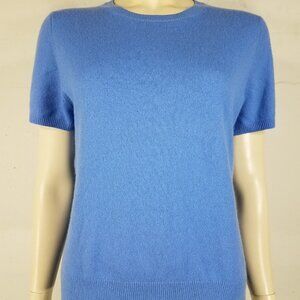 Lands' End light blue 100% Cashmere short sleeve pullover sweater ladies Medium